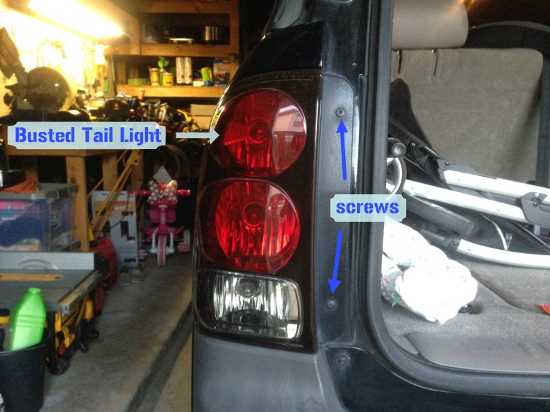 busted tail light